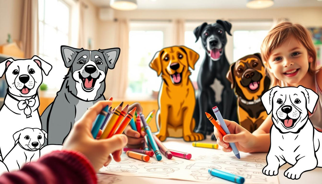 Kostenlose Ausmalbilder für Kinder mit Hunden