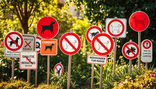 Lustige und kreative Verbotsschilder für Hunde